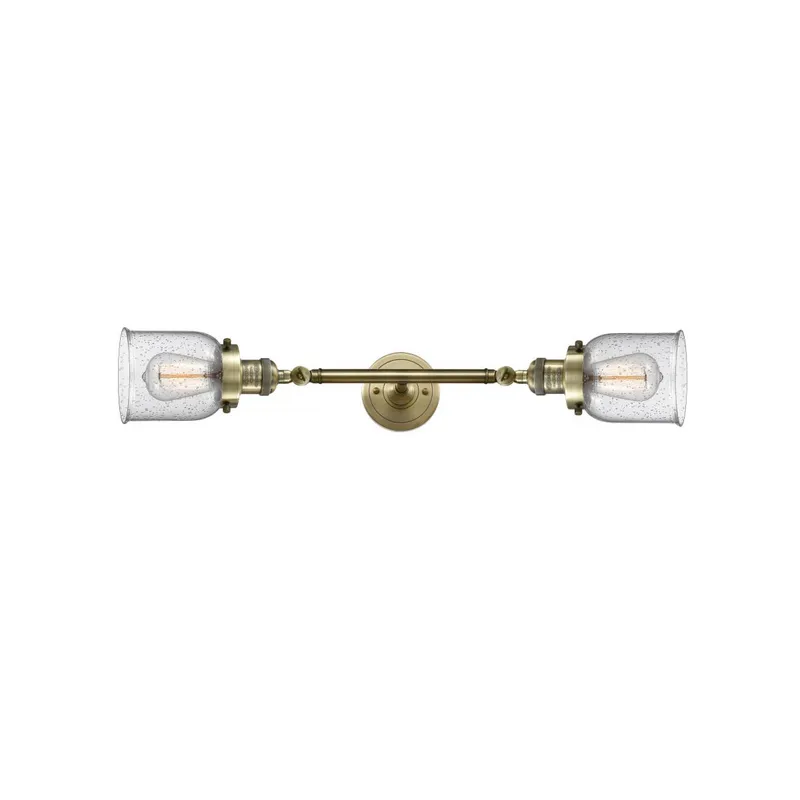 Franklin Restoration Small Bell LED 5 inch Antique Brass Bath Vanity Light Wall Light in Seedy Glass, Franklin Restoration