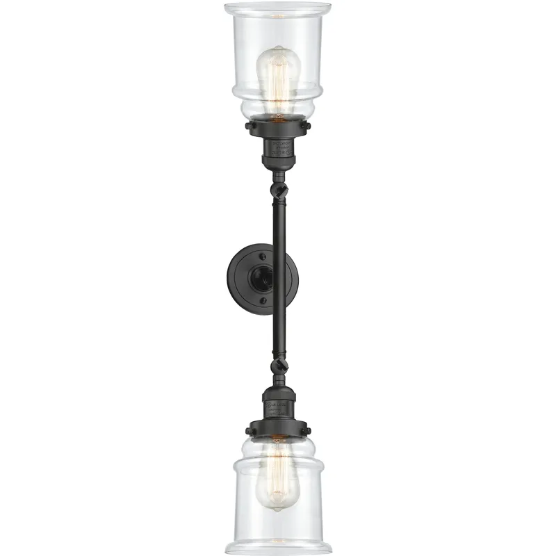 Franklin Restoration Canton 2 Light 17 inch Oil Rubbed Bronze Bath Vanity Light Wall Light in Clear Glass, Franklin Restoration