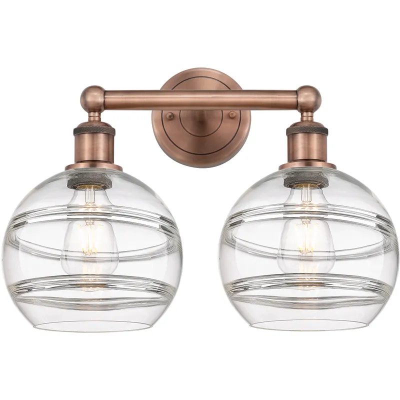 Edison Rochester 2 Light 17 inch Antique Copper Bath Vanity Light Wall Light