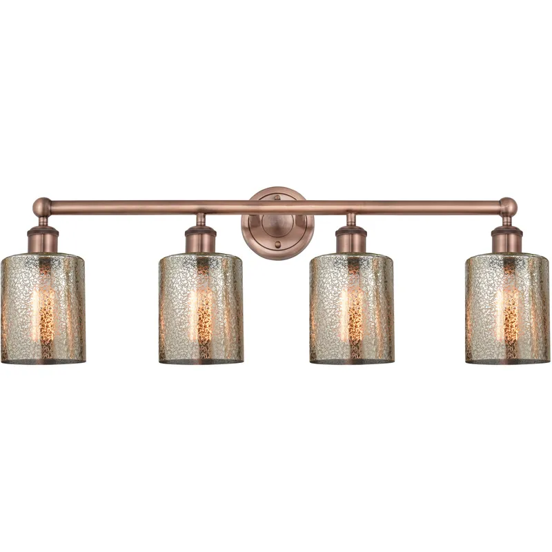 Cobbleskill 4 Light 32 inch Antique Copper Bath Vanity Light Wall Light in Mercury