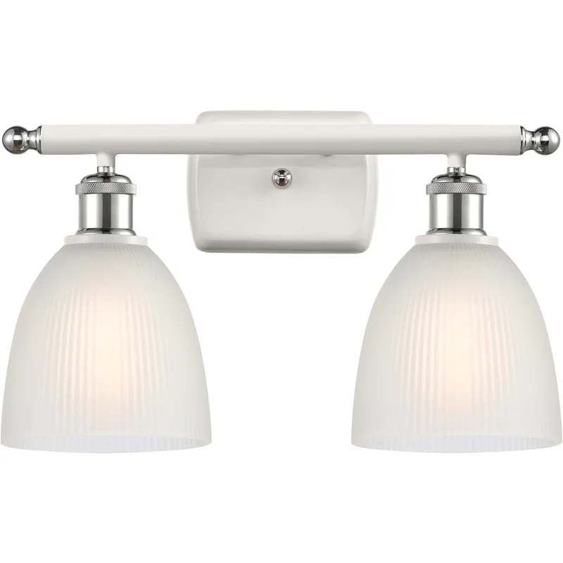 Ballston Castile 2 Light 16 inch White and Polished Chrome Bath Vanity Light Wall Light in White Glass, Ballston
