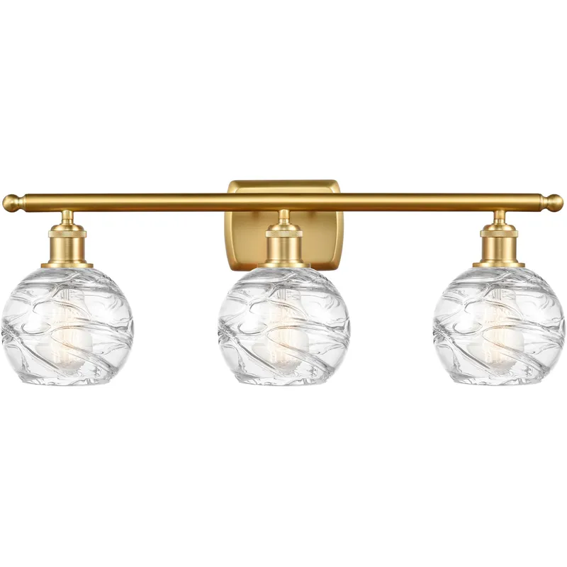 Ballston Small Deco Swirl 3 Light 26 inch Satin Gold Bath Vanity Light Wall Light, Ballston