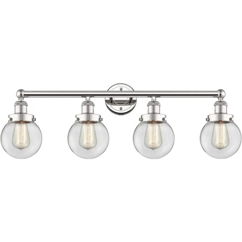 Beacon 4 Light 33.5 inch Polished Nickel Bath Vanity Light Wall Light in Clear