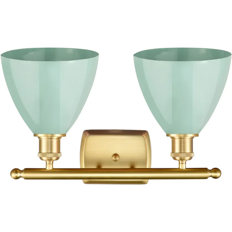 Ballston Plymouth Dome 2 Light 18 inch Satin Gold Bath Vanity Light Wall Light in Matte Seafoam