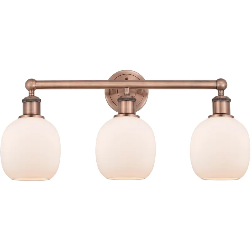 Belfast 3 Light 24 inch Antique Copper Bath Vanity Light Wall Light in Matte White