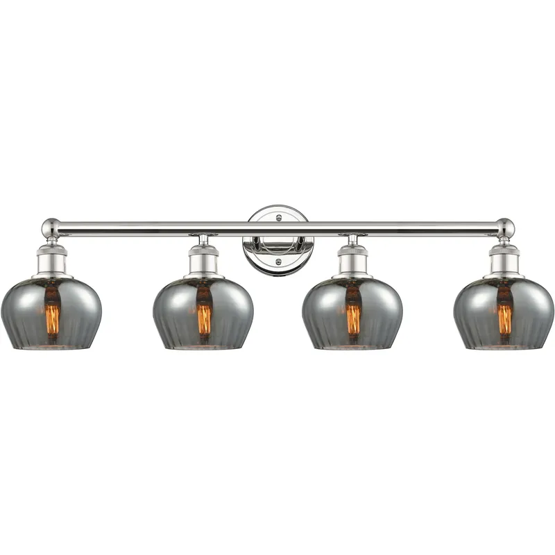 Fenton 4 Light 33.5 inch Polished Nickel Bath Vanity Light Wall Light in Plated Smoke