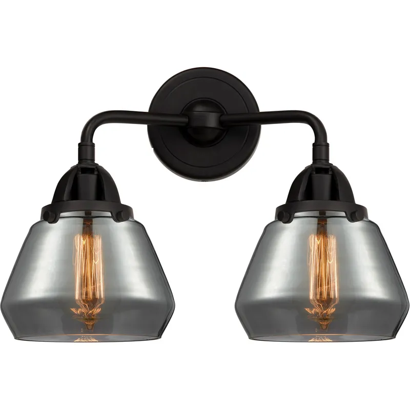 Nouveau 2 Fulton LED 14.75 inch Matte Black Bath Vanity Light Wall Light in Plated Smoke Glass