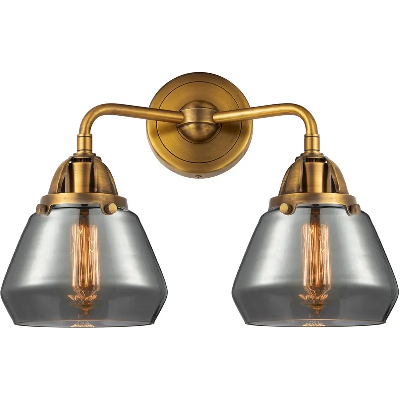 Nouveau 2 Fulton LED 14.75 inch Brushed Brass Bath Vanity Light Wall Light in Plated Smoke Glass