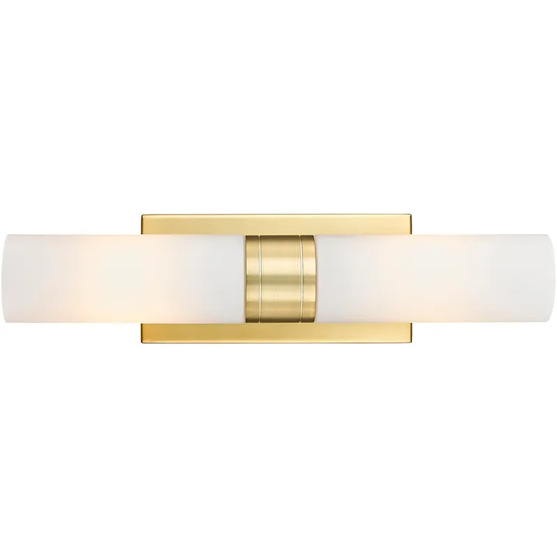 Ballston Urban 2 Light 18 inch Satin Gold Bath Vanity Light Wall Light in Matte White Glass