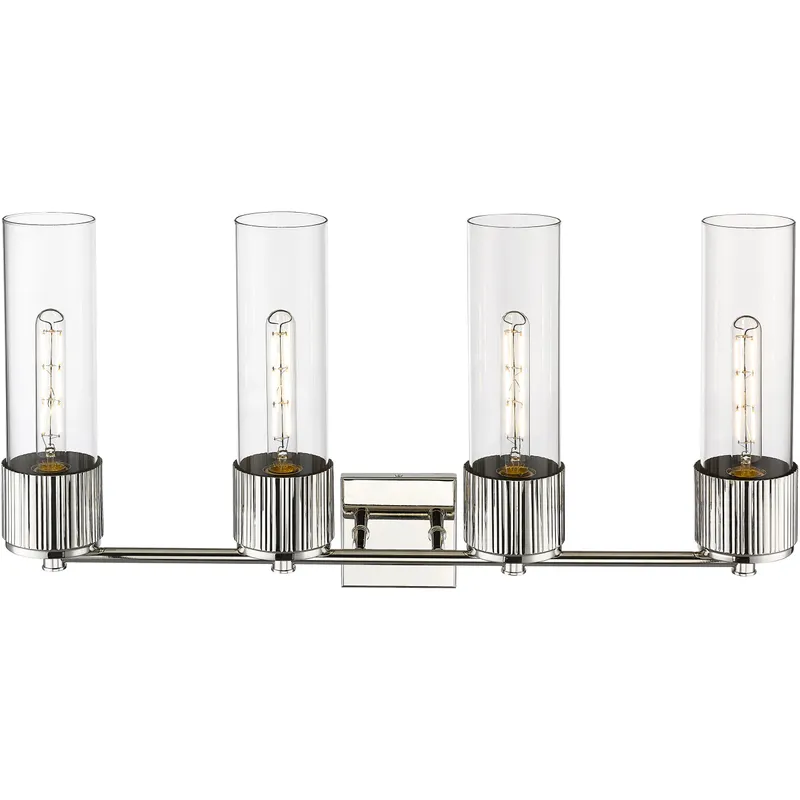 Bolivar 4 Light 31 inch Polished Nickel Bath Vanity Light Wall Light in Clear Glass
