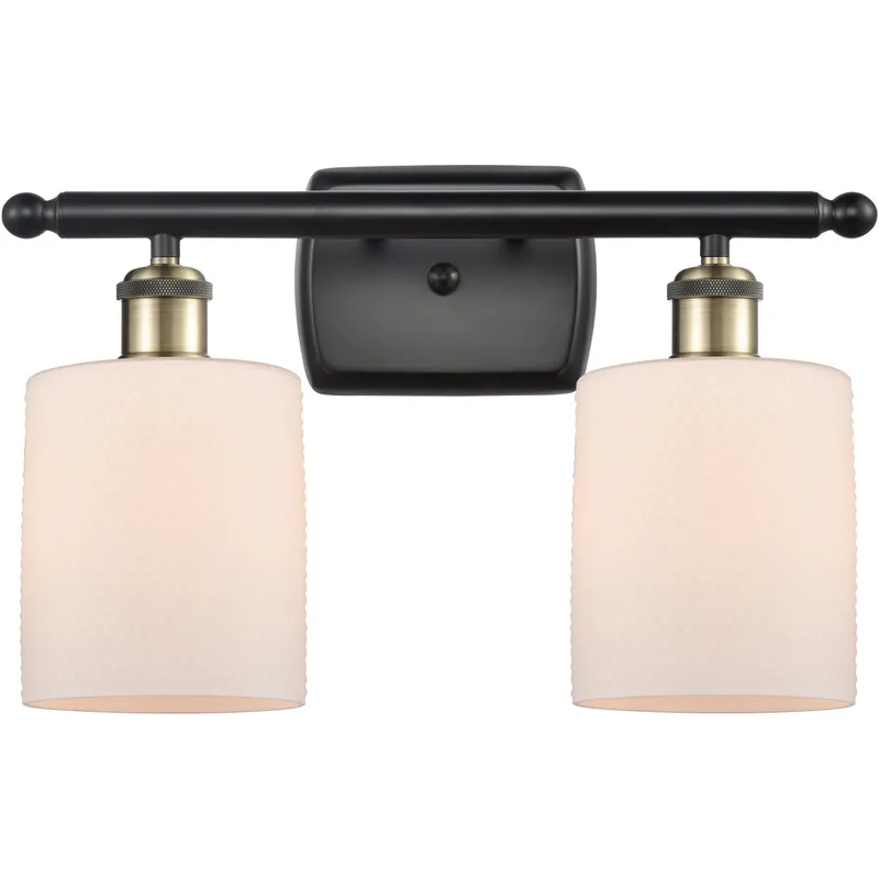 Ballston Cobbleskill LED 16 inch Black Antique Brass Bath Vanity Light Wall Light in Matte White Glass, Ballston