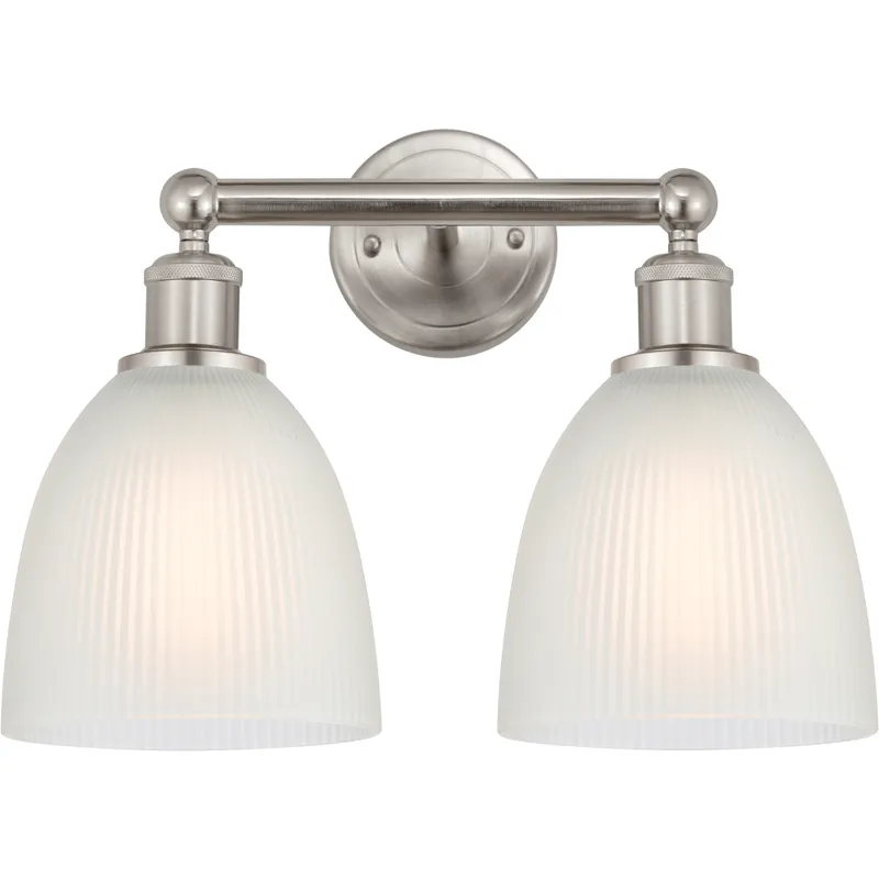 Edison Castile 2 Light 15 inch Brushed Satin Nickel Bath Vanity Light Wall Light in White