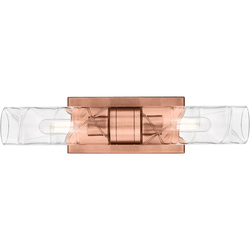 Ballston Urban 2 Light 18 inch Antique Copper Bath Vanity Light Wall Light in Deco Swirl Glass