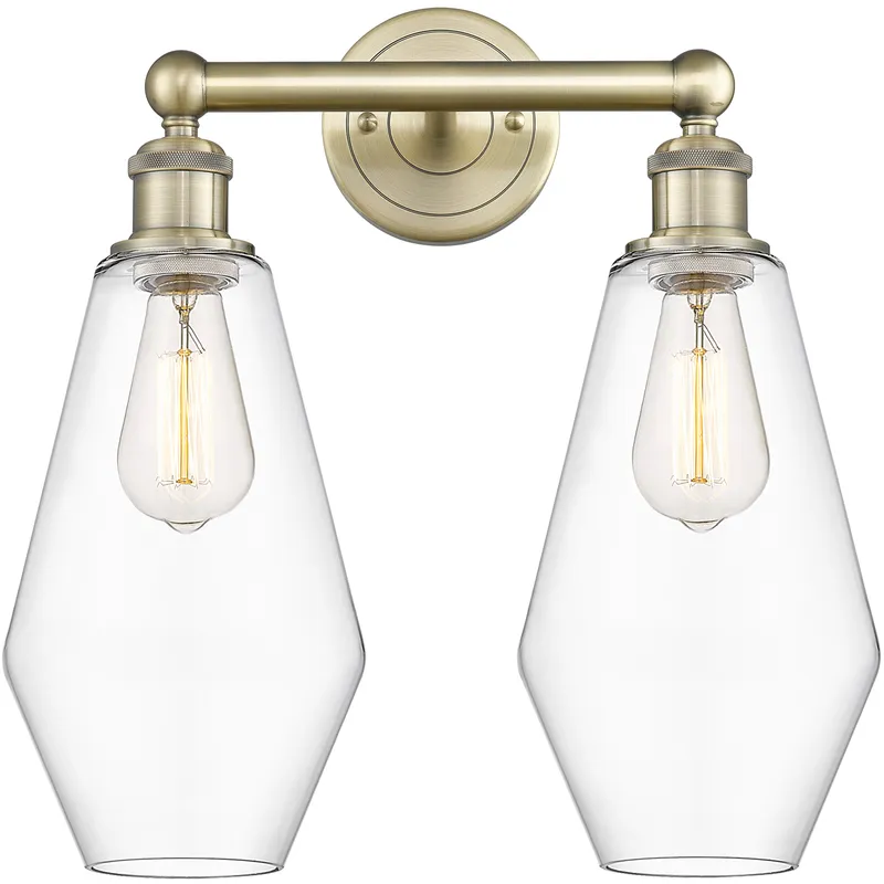 Cindyrella 2 Light 16 inch Antique Brass Bath Vanity Light Wall Light in Clear