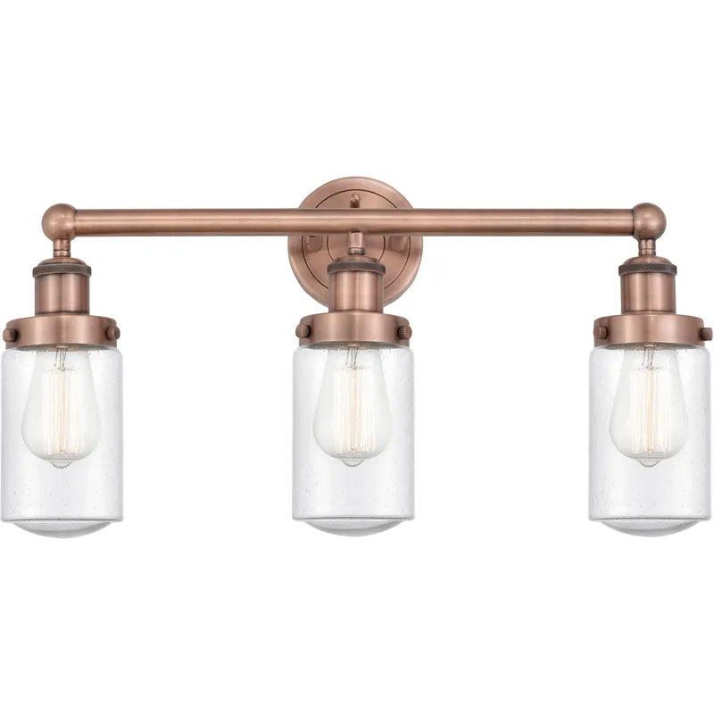 Dover 3 Light 24.5 inch Antique Copper Bath Vanity Light Wall Light in Seedy