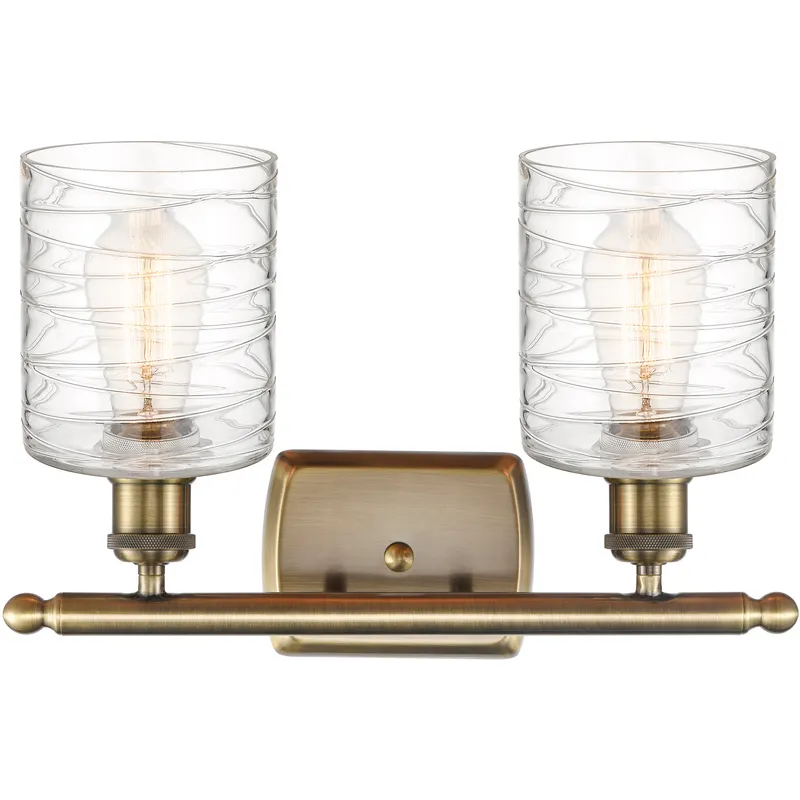 Ballston Cobbleskill LED 16 inch Antique Brass Bath Vanity Light Wall Light in Deco Swirl Glass