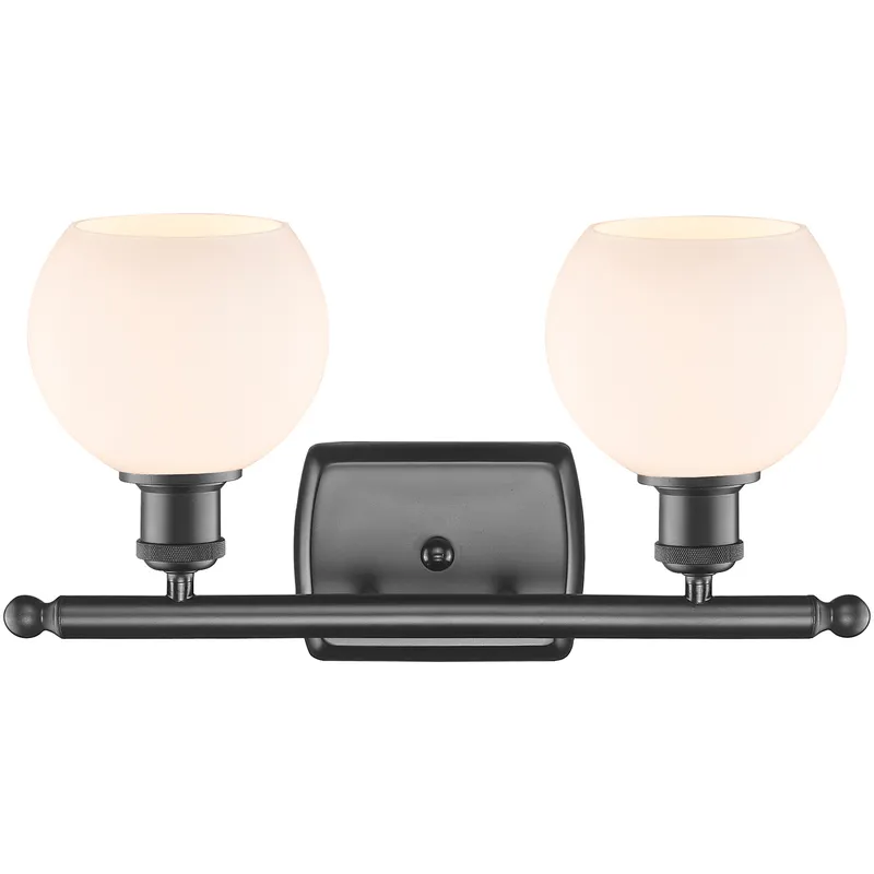 Ballston Athens 2 Light 16 inch Oil Rubbed Bronze Bath Vanity Light Wall Light in Matte White Glass