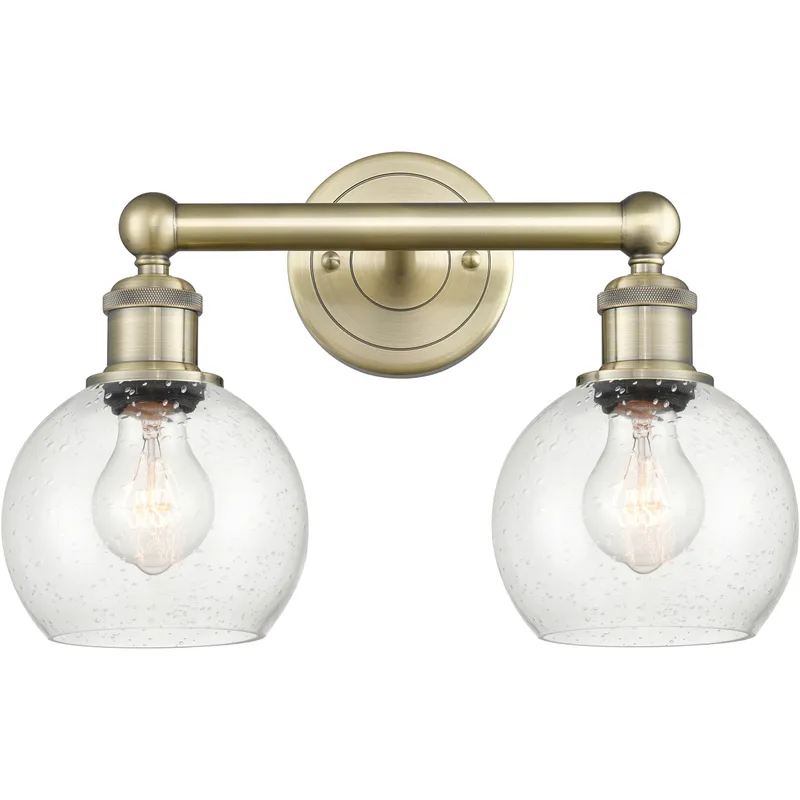 Athens 2 Light 15 inch Antique Brass Bath Vanity Light Wall Light in Seedy