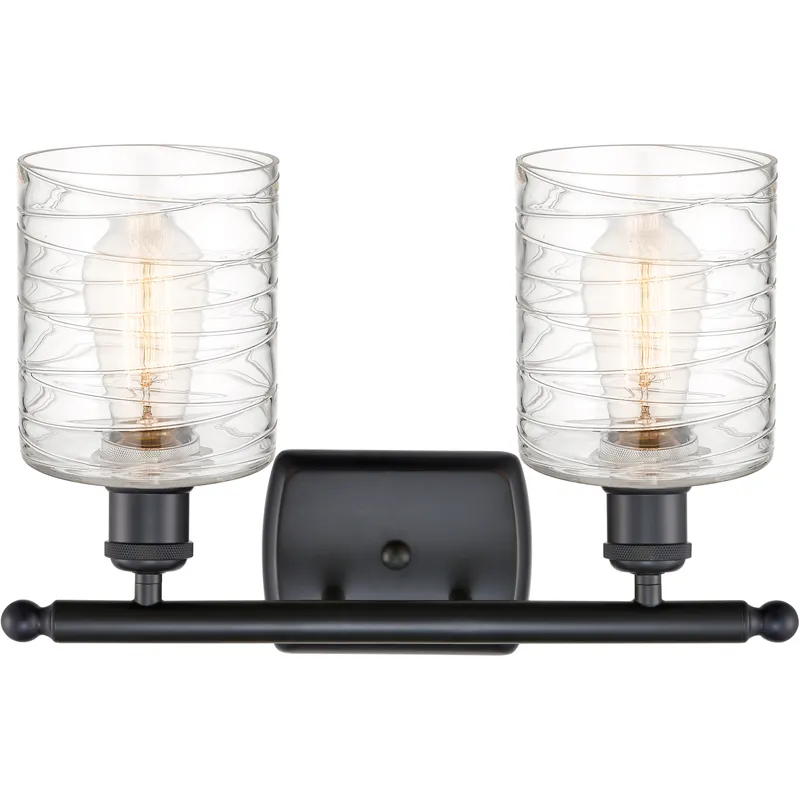 Ballston Cobbleskill LED 16 inch Matte Black Bath Vanity Light Wall Light in Deco Swirl Glass