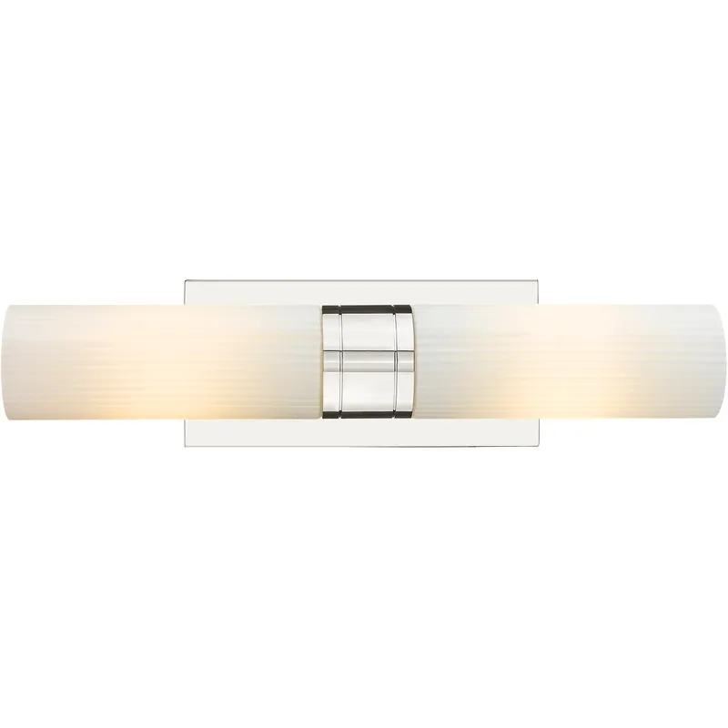 Ballston Urban 2 Light 18 inch Polished Nickel Bath Vanity Light Wall Light in Striped White Glass