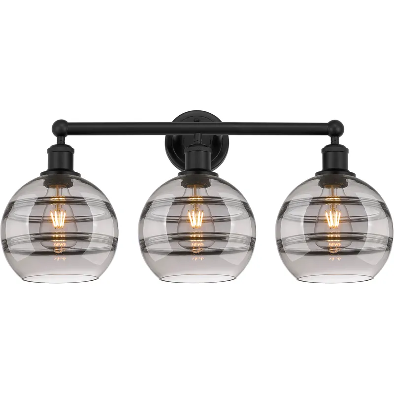 Edison Rochester 3 Light 26 inch Matte Black Bath Vanity Light Wall Light