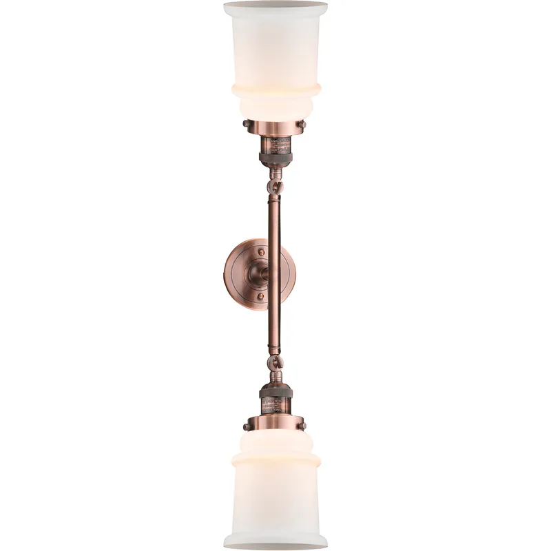 Franklin Restoration Canton 2 Light 17 inch Antique Copper Bath Vanity Light Wall Light in Matte White Glass, Franklin Restoration