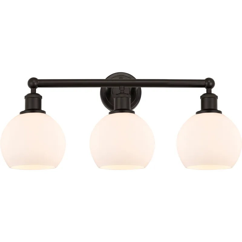 Edison Athens 3 Light 24 inch Oil Rubbed Bronze Bath Vanity Light Wall Light in Matte White Glass