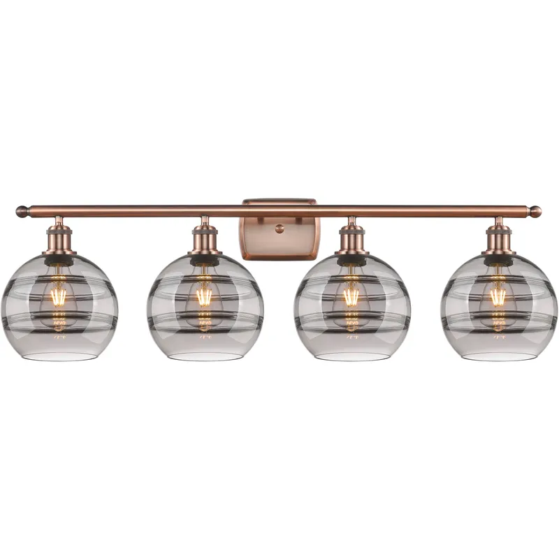 Ballston Rochester 4 Light 38 inch Antique Copper Bath Vanity Light Wall Light