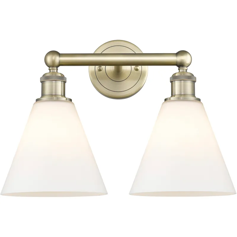 Berkshire 2 Light 17 inch Antique Brass Bath Vanity Light Wall Light in Matte White
