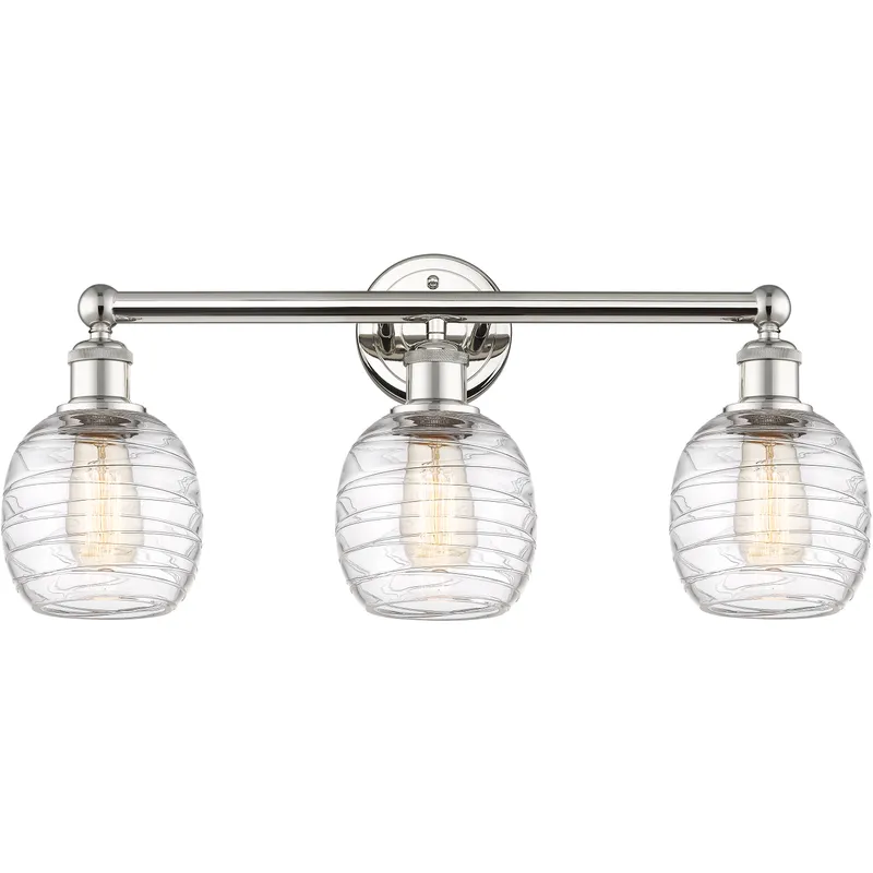 Belfast 3 Light 24 inch Polished Nickel Bath Vanity Light Wall Light in Deco Swirl