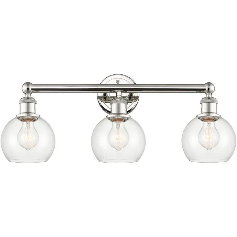 Athens 3 Light 24 inch Polished Nickel Bath Vanity Light Wall Light in Clear