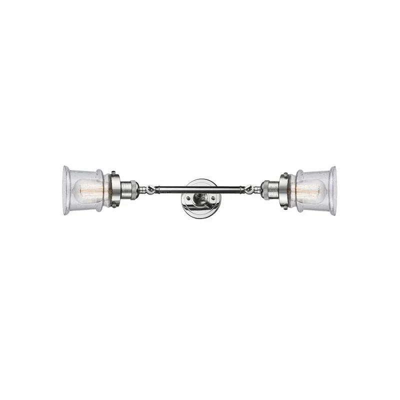 Franklin Restoration Small Canton 2 Light 6 inch Polished Chrome Bath Vanity Light Wall Light in Seedy Glass, Franklin Restoration