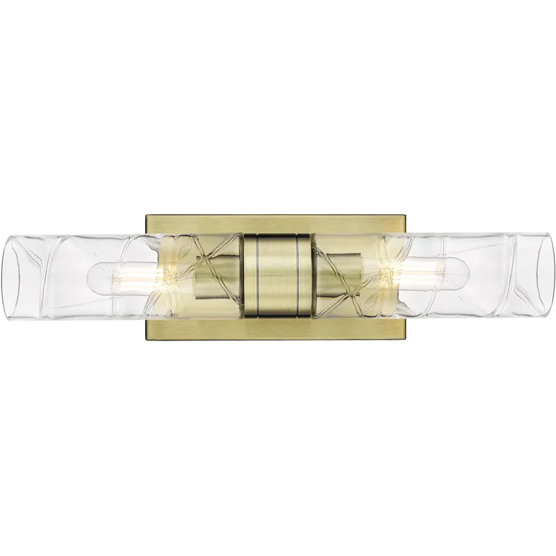 Ballston Urban 2 Light 18 inch Antique Brass Bath Vanity Light Wall Light in Deco Swirl Glass