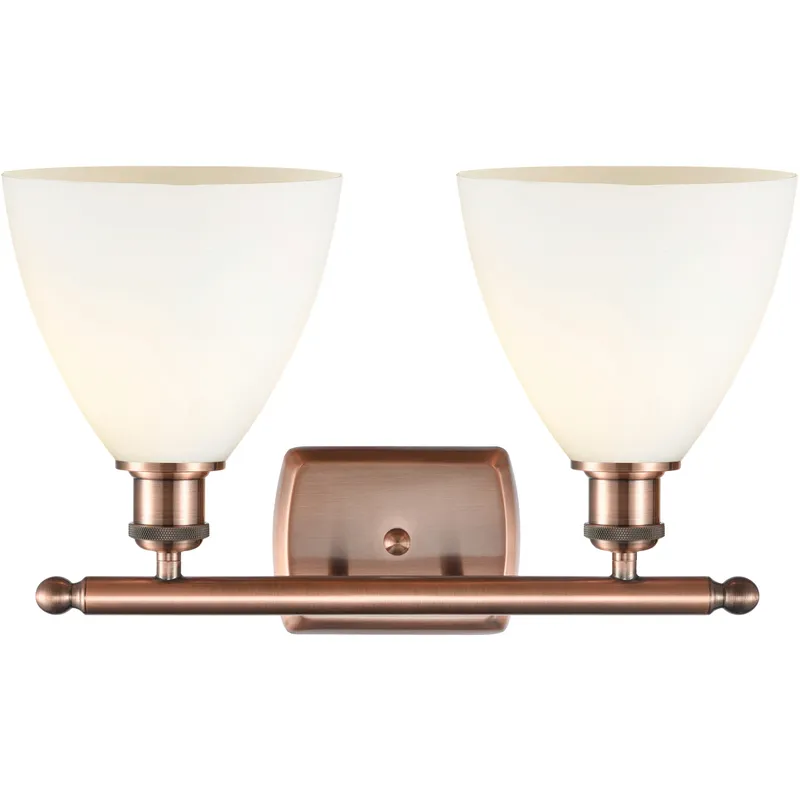 Ballston Ballston Dome LED 18 inch Antique Copper Bath Vanity Light Wall Light in Matte White Glass
