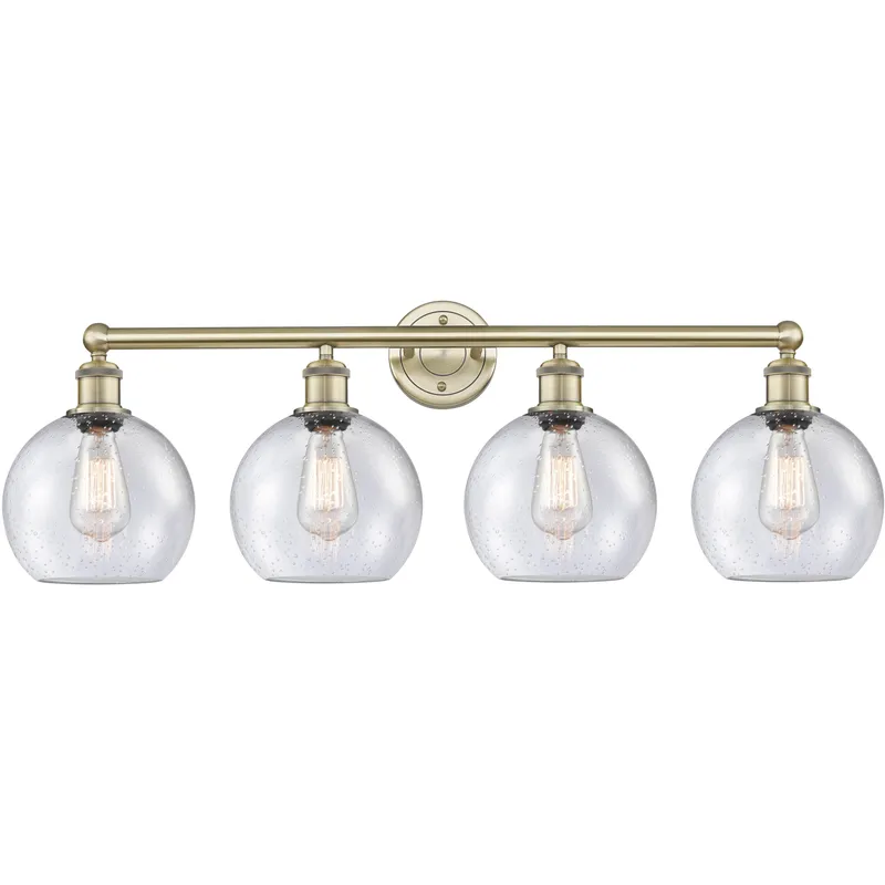 Athens 4 Light 35 inch Antique Brass Bath Vanity Light Wall Light in Seedy