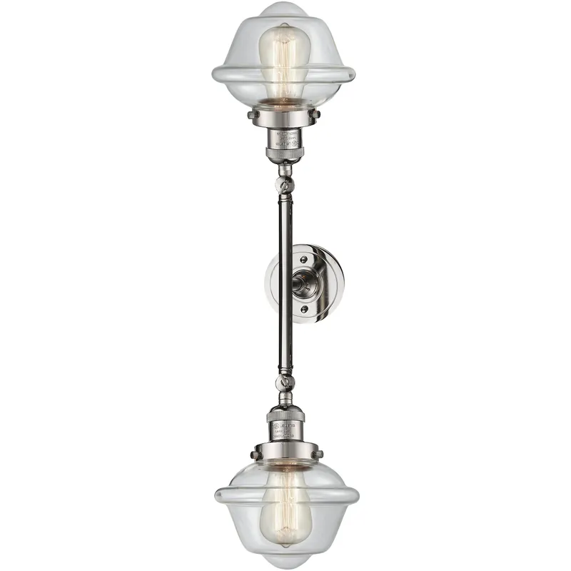 Franklin Restoration Small Oxford 2 Light 17 inch Polished Nickel Bath Vanity Light Wall Light in Clear Glass, Franklin Restoration