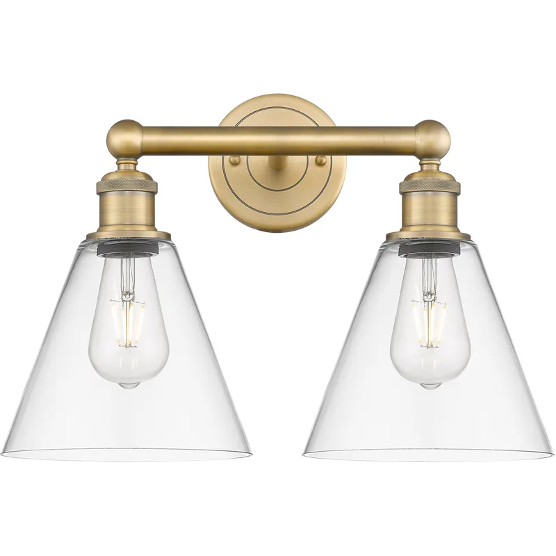 Berkshire 2 Light 17 inch Brushed Brass Bath Vanity Light Wall Light in Clear