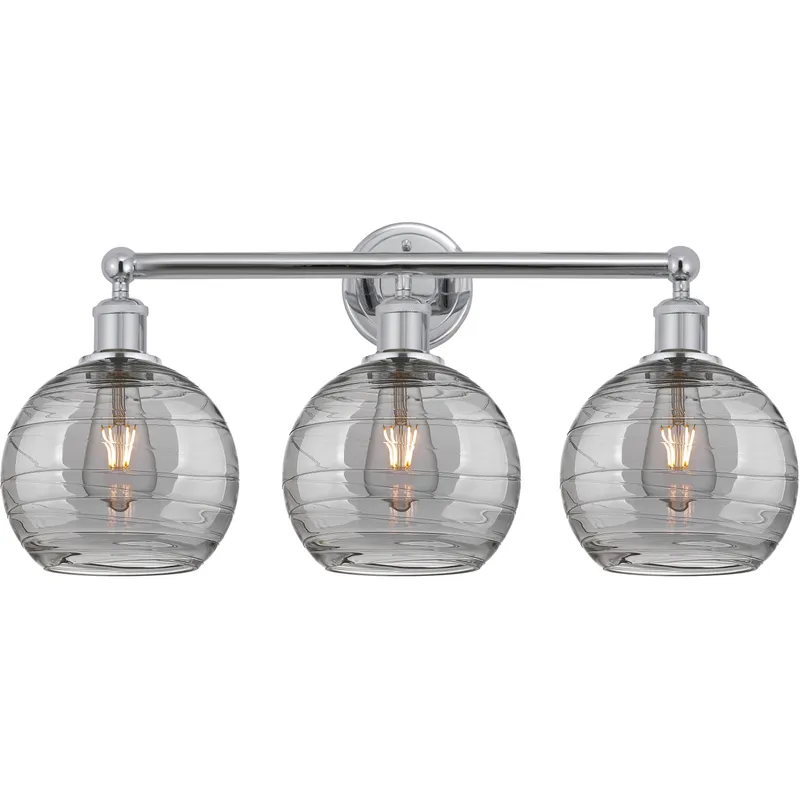 Edison Athens Deco Swirl 3 Light 26 inch Polished Chrome Bath Vanity Light Wall Light