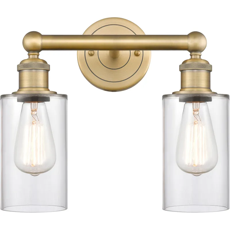Clymer 2 Light 12.88 inch Brushed Brass Bath Vanity Light Wall Light in Clear