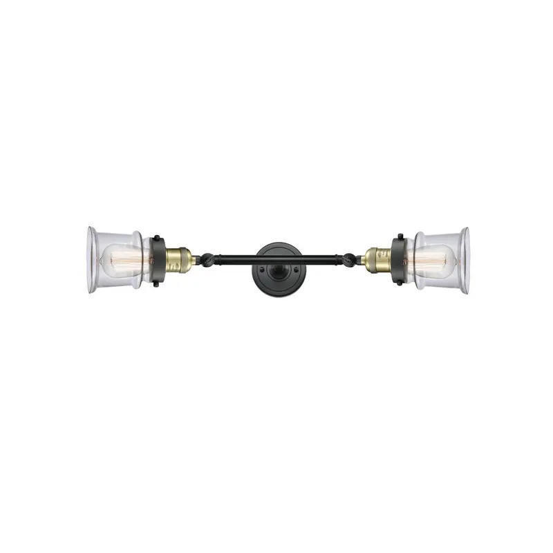 Franklin Restoration Small Canton 2 Light 6 inch Black Antique Brass Bath Vanity Light Wall Light in Clear Glass, Franklin Restoration