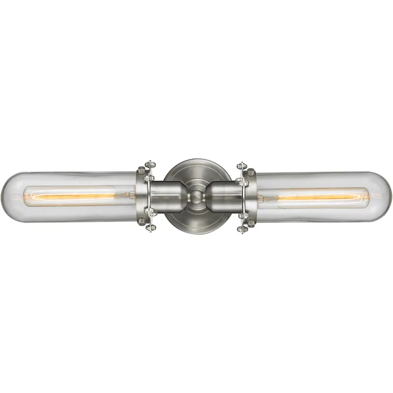 Austere Centri 2 Light 22 inch Brushed Satin Nickel Bath Vanity Light Wall Light in Incandescent, Clear Glass, Austere