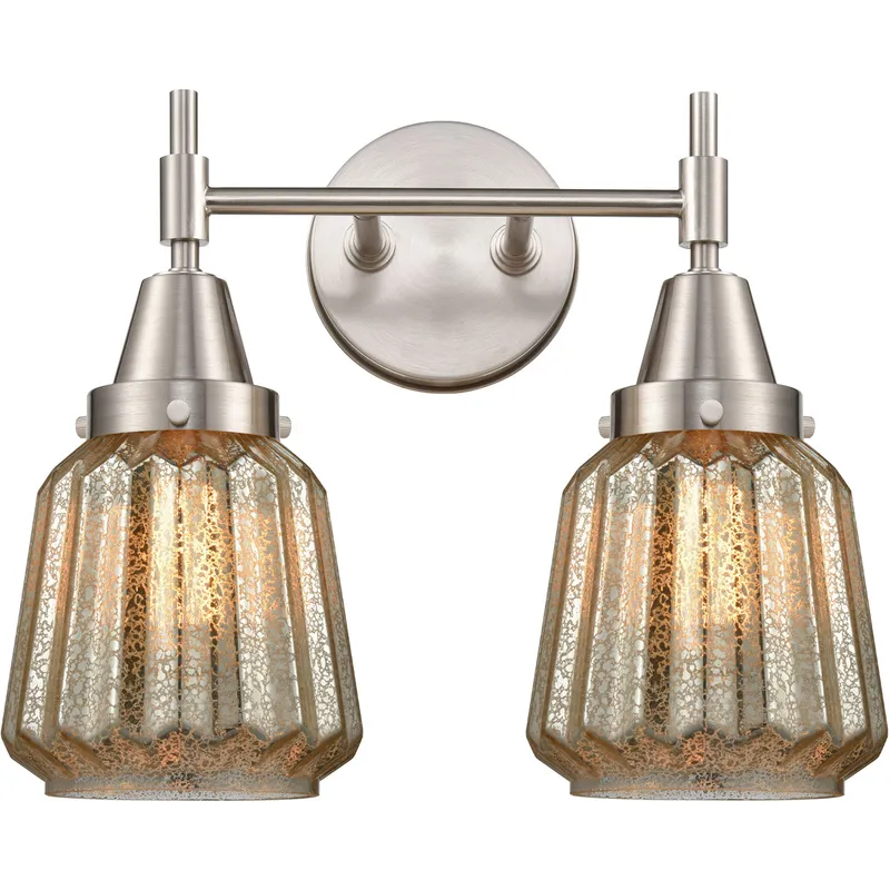 Caden LED 15.25 inch Satin Nickel Bath Vanity Light Wall Light in Mercury Glass