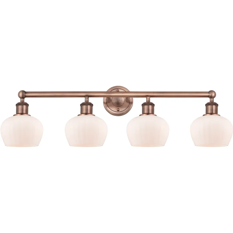 Fenton 4 Light 33.5 inch Antique Copper Bath Vanity Light Wall Light in Matte White