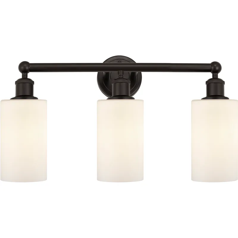 Edison Clymer 3 Light 22 inch Oil Rubbed Bronze Bath Vanity Light Wall Light in Matte White Glass