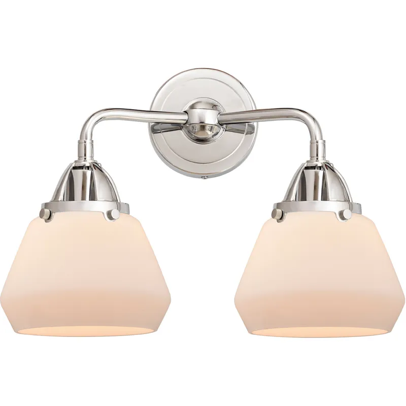 Nouveau 2 Fulton LED 14.75 inch Polished Chrome Bath Vanity Light Wall Light in Matte White Glass