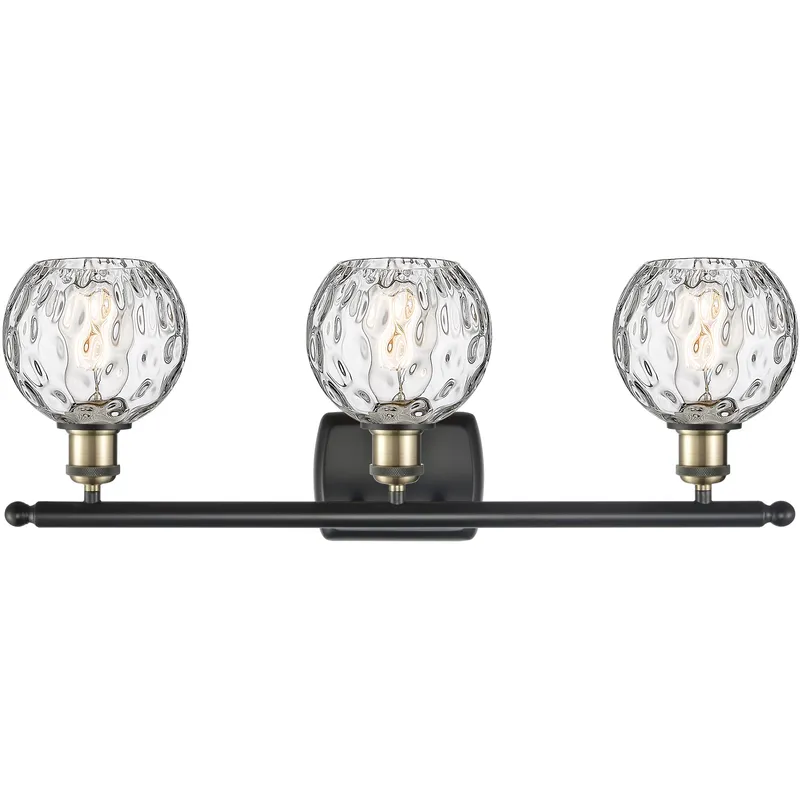 Ballston Athens Water Glass 3 Light 26 inch Black Antique Brass Bath Vanity Light Wall Light