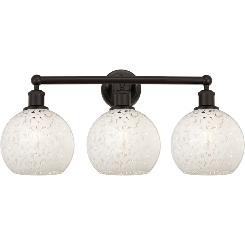 Edison White Mouchette 3 Light 26 inch Oil Rubbed Bronze Bath Vanity Light Wall Light