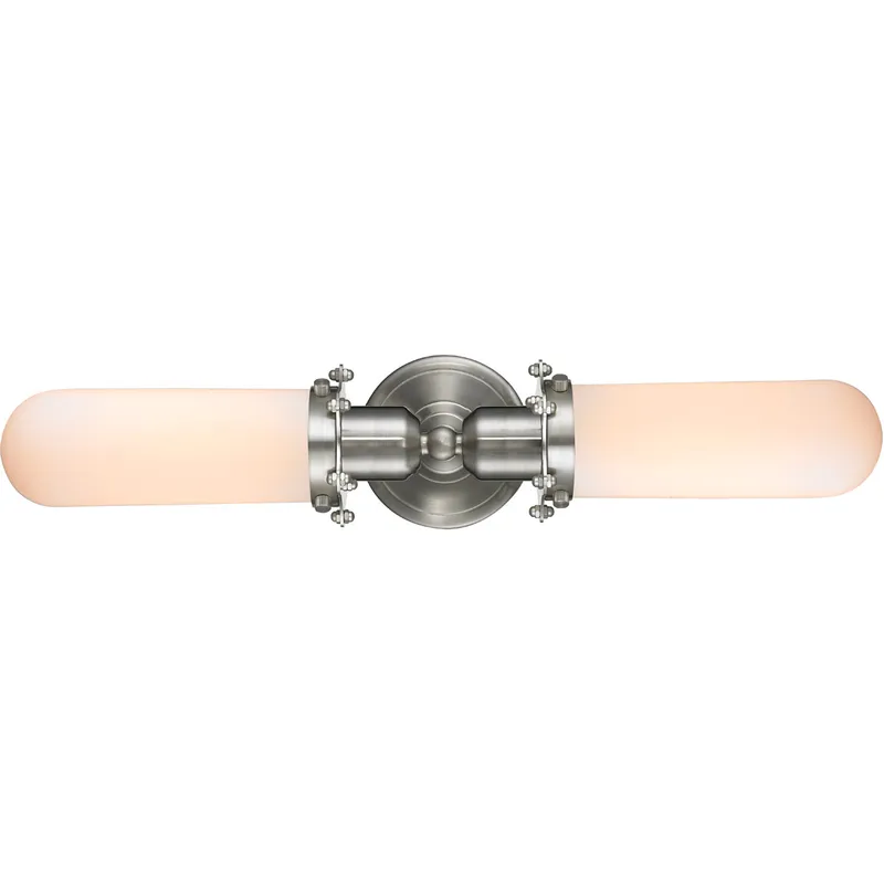 Austere Centri 2 Light 22 inch Brushed Satin Nickel Bath Vanity Light Wall Light in Incandescent, Matte White Glass, Austere