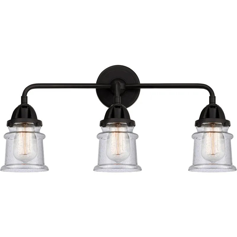 Nouveau 2 Small Canton LED 23.25 inch Matte Black Bath Vanity Light Wall Light in Seedy Glass