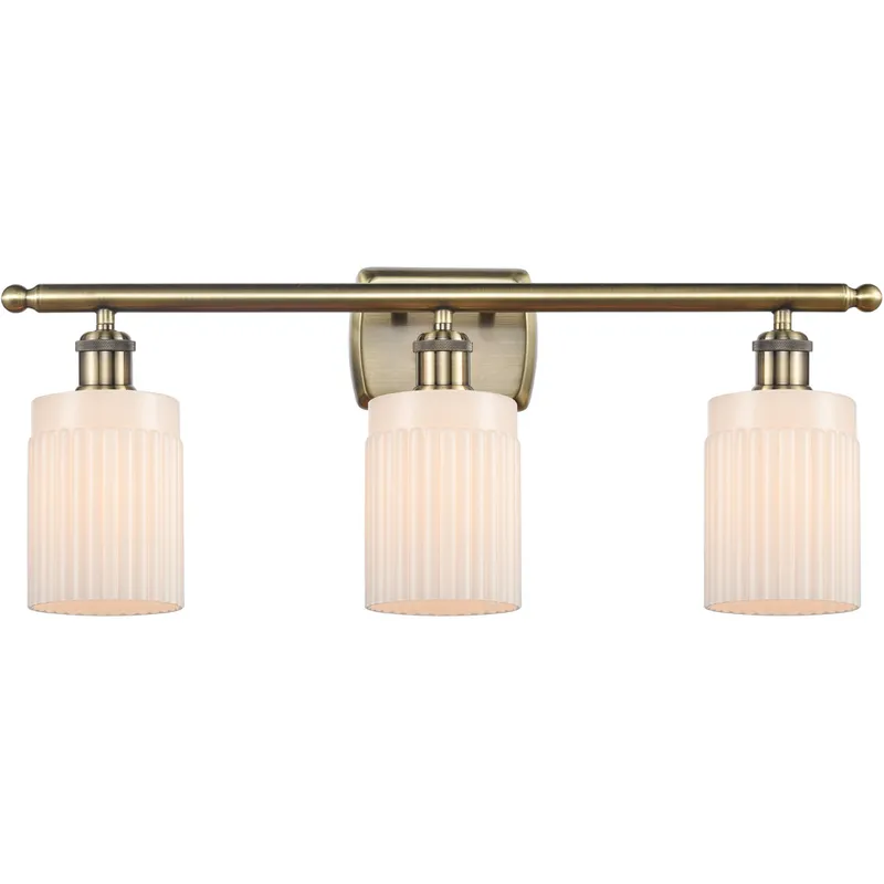 Ballston Hadley 3 Light 26 inch Antique Brass Bath Vanity Light Wall Light in Incandescent, Matte White Glass, Ballston